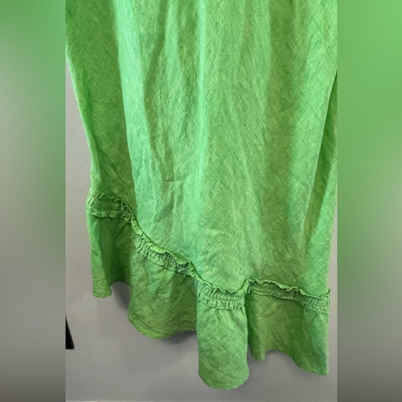 Asymmetrical hem spaghetti strap midi linen dress - Picture 2 of 6